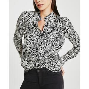 NWT AG Classic Mandarin Avery Shirt Nite Dot Ivory Dust/True Black Size Small